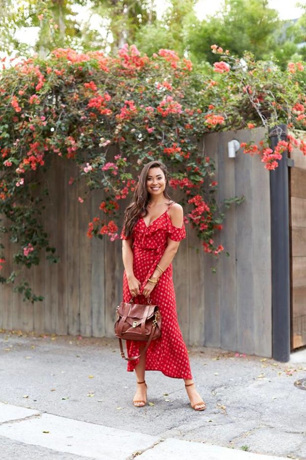 casual red dress outfit