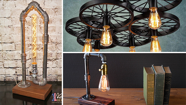 16 Creative Handmade Industrial Lighting Ideas For Your Interior - steel, steampunk, pipes, pipe, pendant, lighting, light, Lamp, industrial, handmade, diy, crafts, copper, chandelier, bronze
