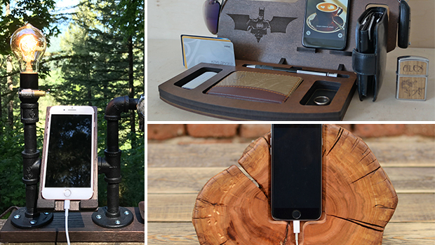 17 Unique Handmade Charging Station Designs Are The Gifts You've Always Wanted - tablet, station, stand, phone, organizer, men, iPhone, iPad, holder, gift for men, gift, docking, dock, charging station, charging