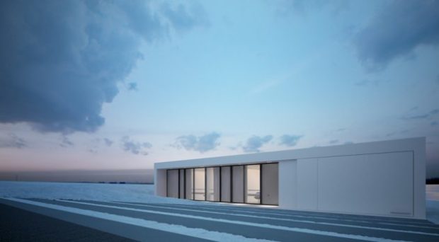 Moomoo Architects Blend The Reykjavik House In With The Snowy Icelandic Environment - White, reykjavik house, moomoo architects, modern, minimalist, interior, iceland, glazed, exterior, environment, contemporary