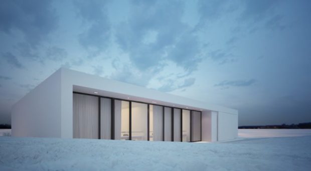 Moomoo Architects Blend The Reykjavik House In With The Snowy Icelandic Environment - White, reykjavik house, moomoo architects, modern, minimalist, interior, iceland, glazed, exterior, environment, contemporary