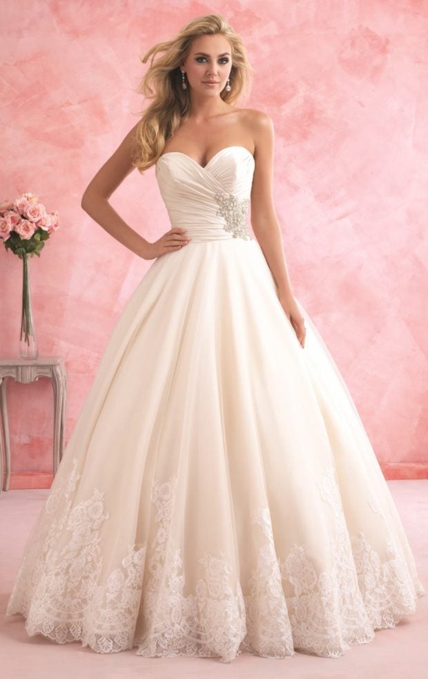 Strapless Lace Gown by Allure Bridals Romance
