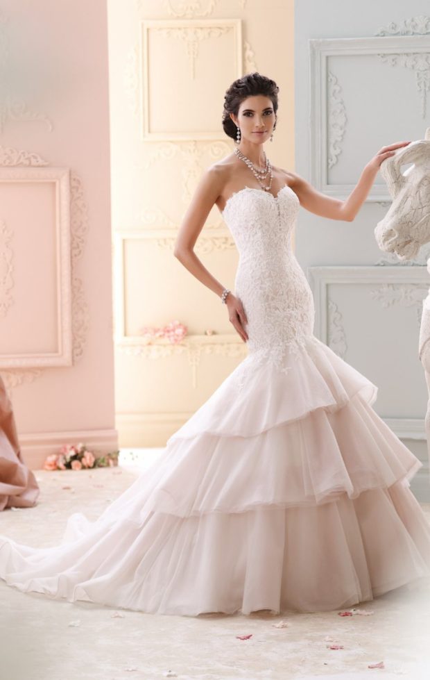 Tiered Mermaid Gown by David Tutera