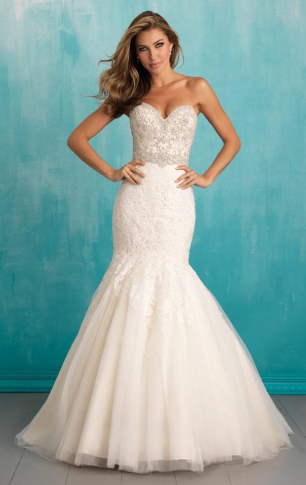 Beaded Lace Mermaid Gown by Allure Bridals