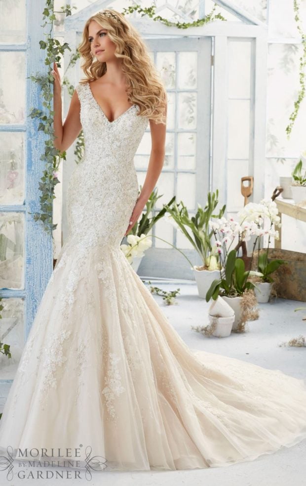 Fit and Flare Slim Gown by Bridal by Mori Lee