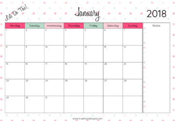 16 DIY Organization Projects: 2018 Free Printable Calendars (Part 2) - Free Printable Calendars, diy organization projects, DIY Organization Ideas, 2018 Free Printable Calendars