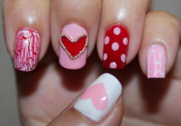 17 Lovely Valentine’s Day Nail Art Designs and Tutorials - valentine's day nail tutorial, Valentine's day nail art, Anti Valentine's Day Nail Art