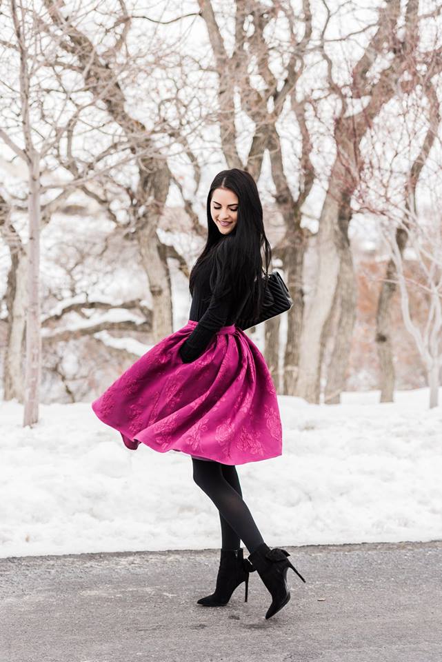 a line skirt outfits winter