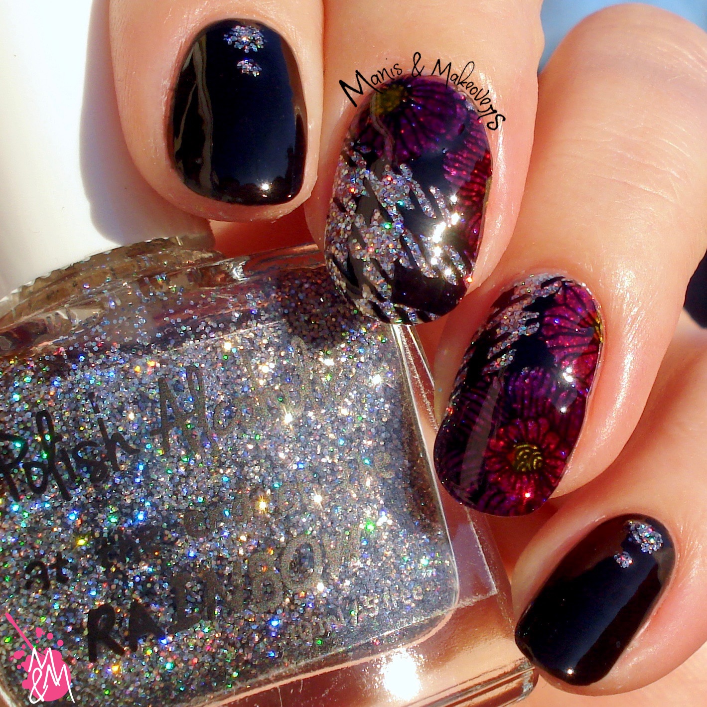 17 Glitter Placement with Stamping Nail Art Ideas