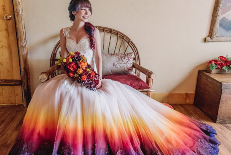 20 Colorful Wedding Dresses For Fall - fall wedding dresses, Colorful Wedding Dresses, Colorful Wedding, Colorful