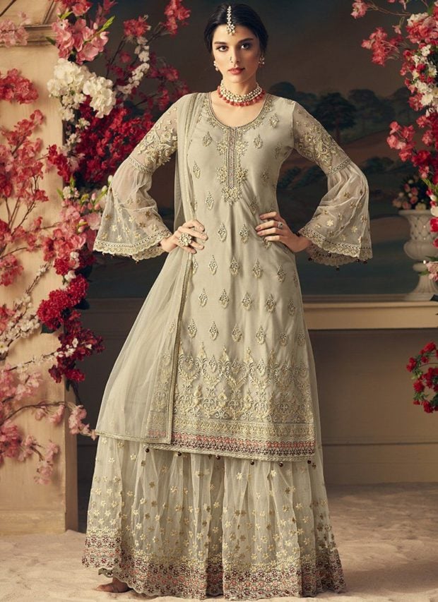 15 Mesmerizing Sharara Suits For Your Indian Wedding - woman, wedding dress, wedding, sharara suit, sharara, indian, Elegant, Dress
