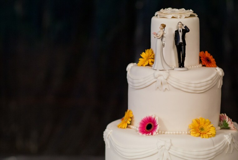 Spice Up Your Wedding Celebrations with Designer Wedding Cakes - white wedding cake, Wedding Cake, wedding, ruffled, painted wedding cake, metallic, lace wedding cake