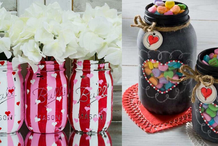 15 Cute DIY Valentine's Day Mason Jars Ideas - DIY Valentines Day Mason Jars Ideas, DIY Valentines Day Mason Jars, diy Valentine's day ideas, diy Valentine's day