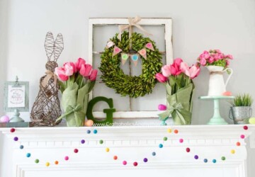 Pretty Easter Mantel Decorations - Mantel Ideas, mantel decoration, Easter Mantel Decorations, Easter Mantel Decor, Easter Mantel