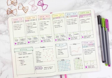 16  Bullet Journal Page Ideas To Inspire Your Next Entry - DIY planners, Bullet Journal Monthly Spread Ideas, Bullet Journal Ideas, Bullet Journal