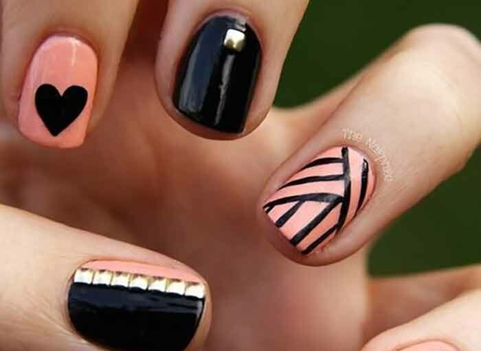 15 Trendy Nail Art Designs For Short Nails - Short Nails, nail art ideas, Nail Art Designs For Short Nails, Nail Art Designs, Bold Black Nail Art Designs and Ideas, amazing nail art