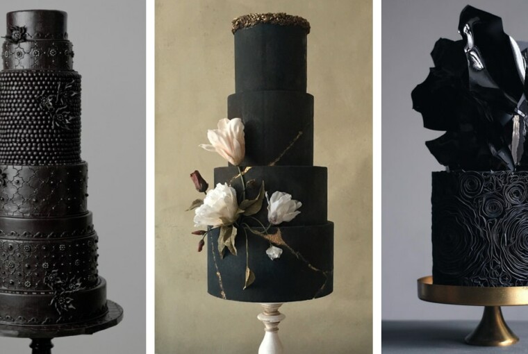 15 Breathtaking Black Wedding Cakes - Winter Wedding Cakes, wedding cakes, Black Wedding Cakes, Black Cakes