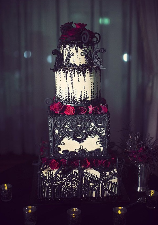 15 Breathtaking Black Wedding Cakes - Winter Wedding Cakes, wedding cakes, Black Wedding Cakes, Black Cakes