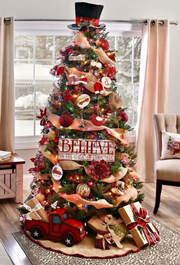 20 Stunning Christmas Tree Ideas 2019 (Part 1) - Farmhouse Christmas Trees, Diy Christmas tree, Christmas Tree Ideas, Christmas Tree Decorating Ideas, Christmas tree