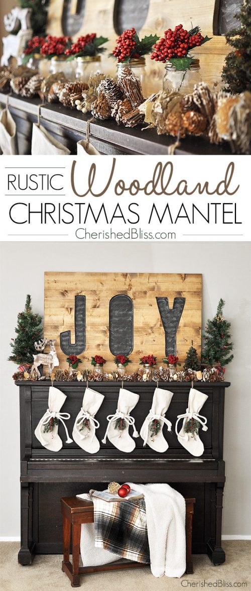 15 Rustic Christmas Mantel Decor Ideas - Rustic Christmas Mantel Decor Ideas, Rustic Christmas Mantel Decor, Rustic Christmas Decor Ideas, Mantel Decor Ideas, Christmas Mantel Ideas, Christmas mantel decoration