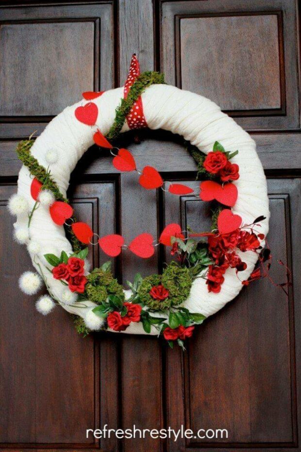 Lovely Handmade Valentine's Wreath Designs (Part 2) - Valentine's Wreath, diy Valentine's day wreath