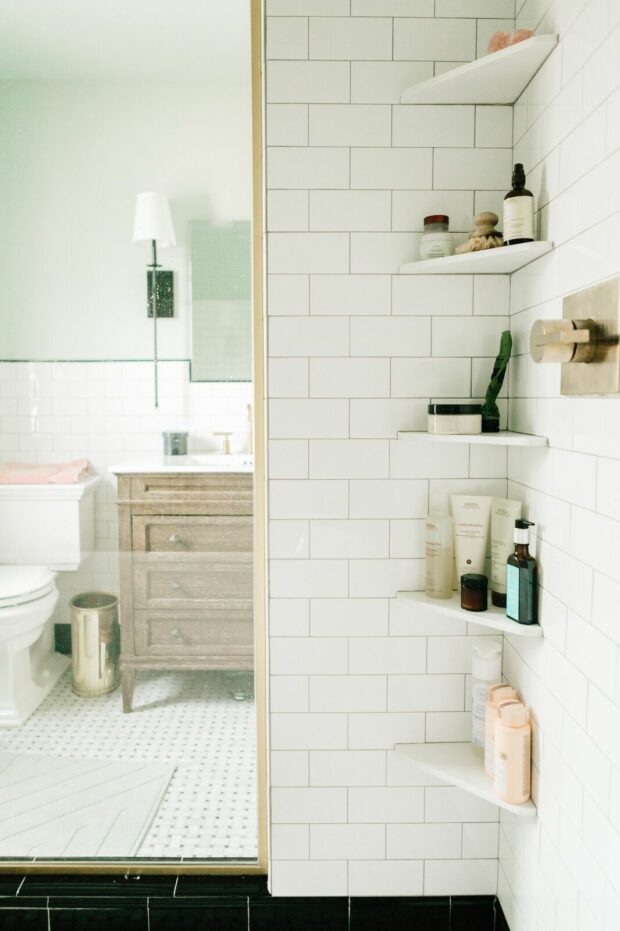 13 DIY Built In Shelving for The Bathroom - shelving, home office shelving, Built In Shevs, Built In Shelving