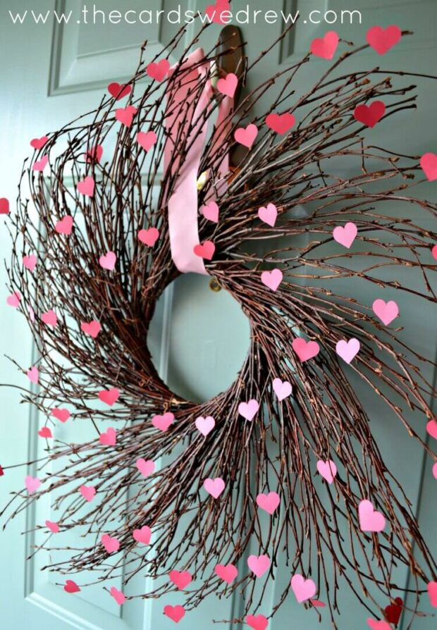 Lovely Handmade Valentine's Wreath Designs (Part 2) - Valentine's Wreath, diy Valentine's day wreath