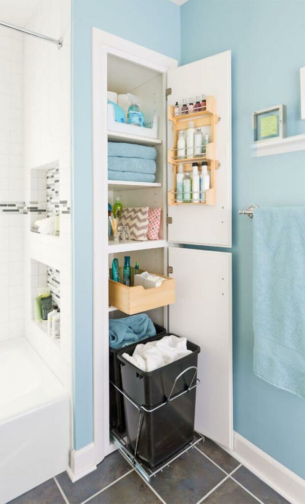 13 DIY Built In Shelving for The Bathroom - shelving, home office shelving, Built In Shevs, Built In Shelving