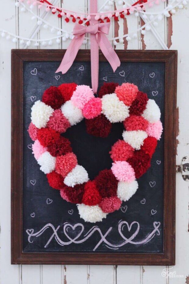 Lovely Handmade Valentine's Wreath Designs (Part 2) - Valentine's Wreath, diy Valentine's day wreath