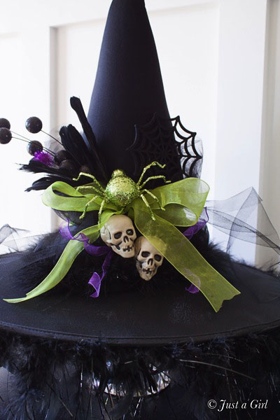 DIY Witches Hat – Halloween Decor from Just a Girl. Tutorial at TidyMom.net