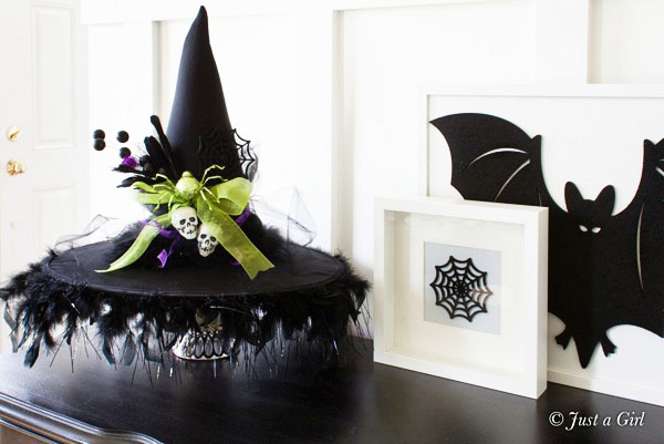 DIY Witch Hat – Halloween Decor from Just a Girl. Tutorial at TidyMom.net