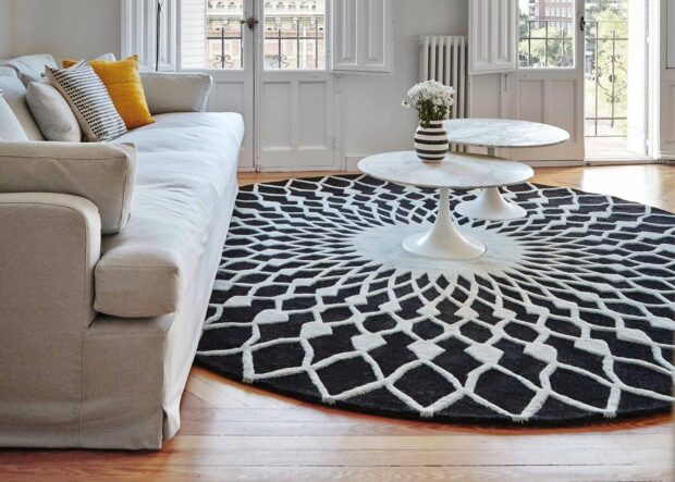 3 Ways To Get Your Home On The Area Rug Trend - shag rug, rug, round, Living room, layering, interior, home, geometric, decor, carpet, area rug