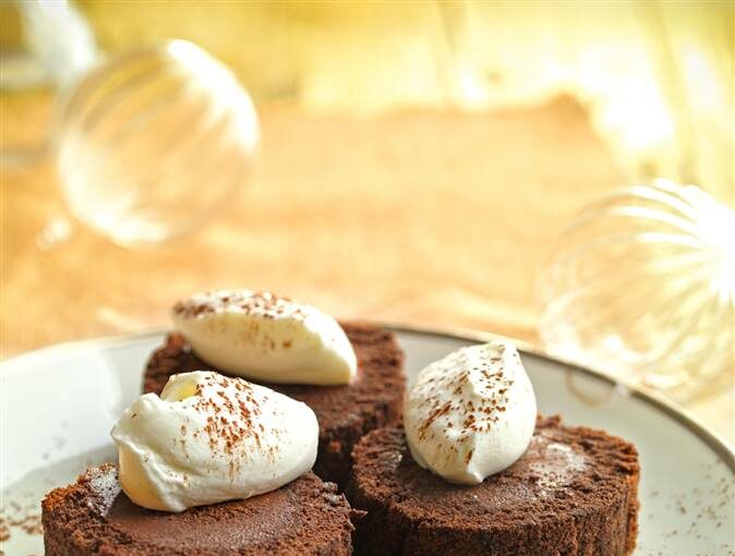 Christmas Log With Whipped Cream Christmas Log With Whipped Cream - recipes, food & drinks, food, dessert, Christmas log, Christmas desset, chocolate log