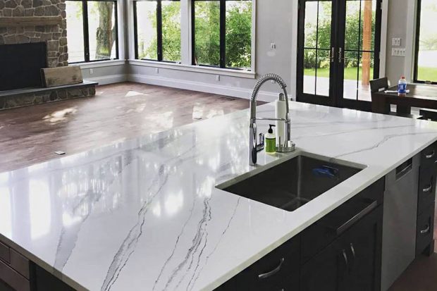 White Quartz with Black Veins: Countertop Design Ideas - quartz, kitchen, countertop