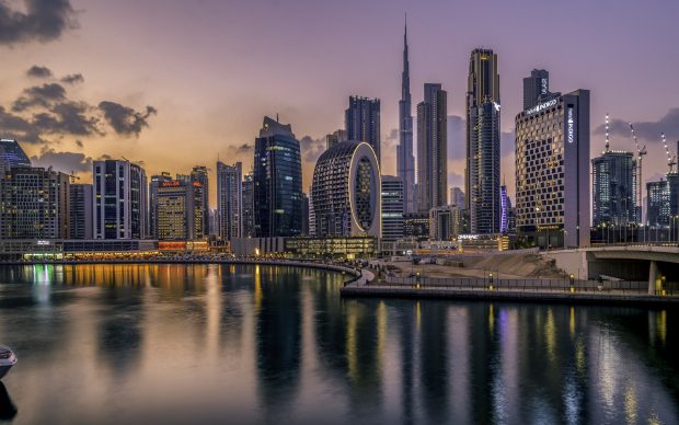 Dubai cityscape on a cloudy evening…UAE Dubai cityscape on a cloudy evening…UAE