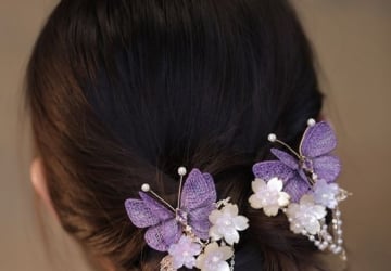 Make a Statement with a Purple Butterfly Hairpin That Stands Out - women hairstyle, hairstyle, hairpin, butterfly hairpin