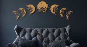 Bring Lunar Beauty Indoors: Metal Moon Phases Floral Wall Art Set