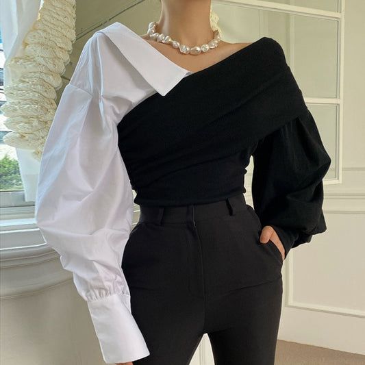 Flaunt Your Shoulders with Off Shoulder Splicing Blouses